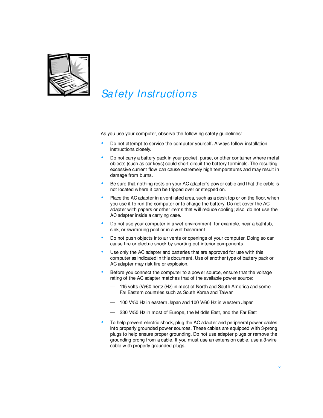 Dell 7500 manual Safety Instructions 