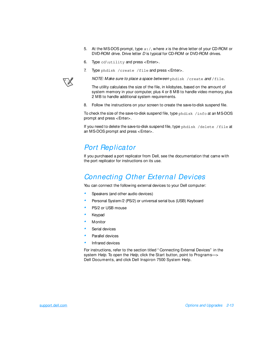 Dell 7500 manual Port Replicator, Connecting Other External Devices 