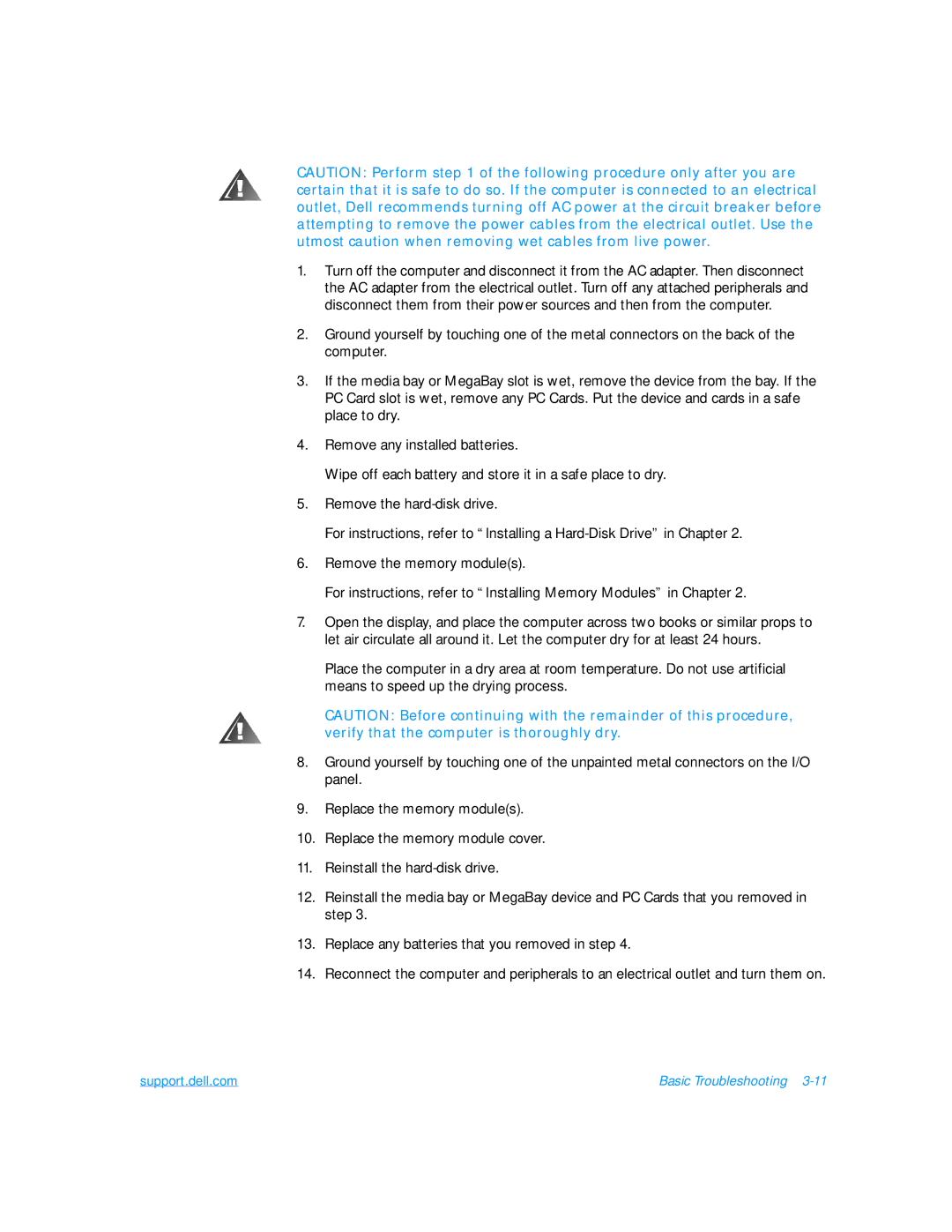 Dell 7500 manual Support.dell.com Basic Troubleshooting 