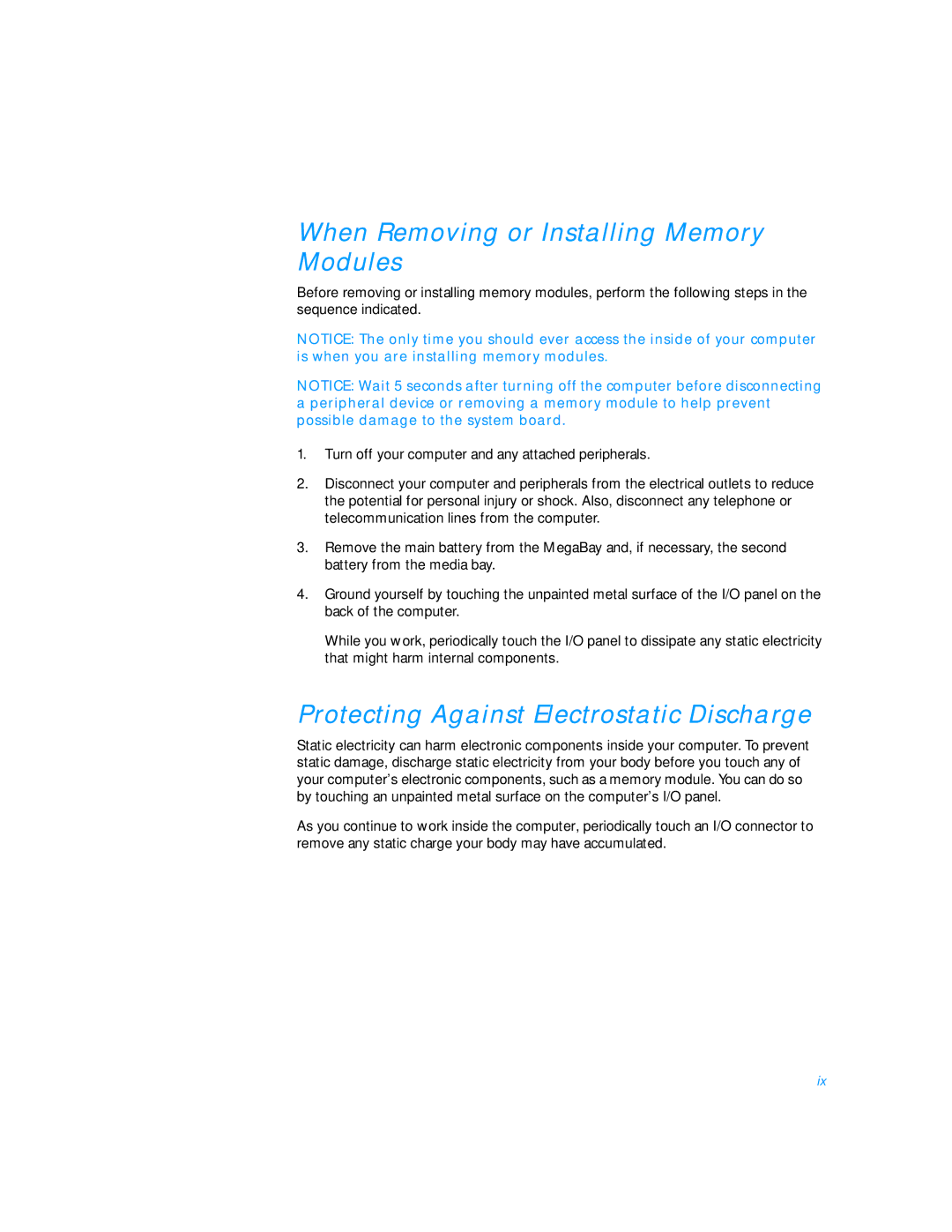 Dell 7500 manual When Removing or Installing Memory Modules, Protecting Against Electrostatic Discharge 