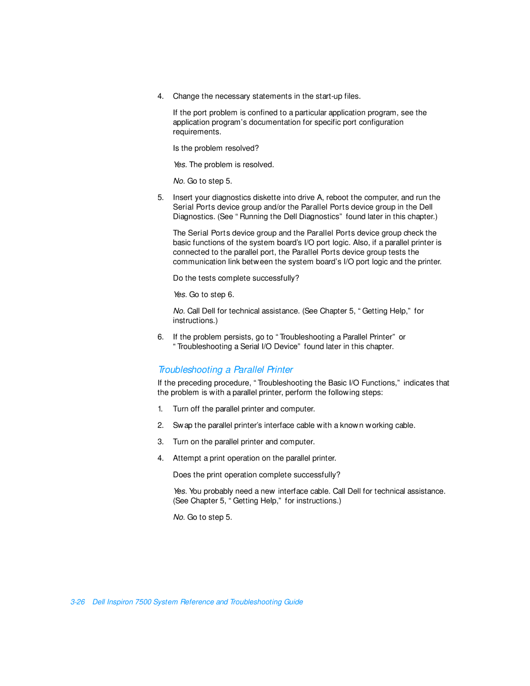 Dell 7500 manual Troubleshooting a Parallel Printer 