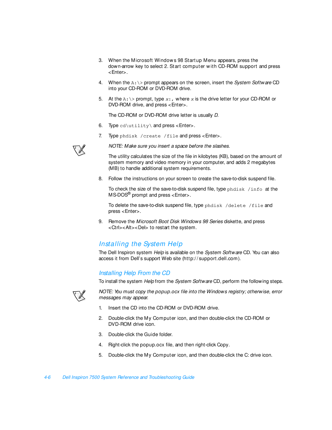 Dell 7500 manual Installing the System Help, Installing Help From the CD 