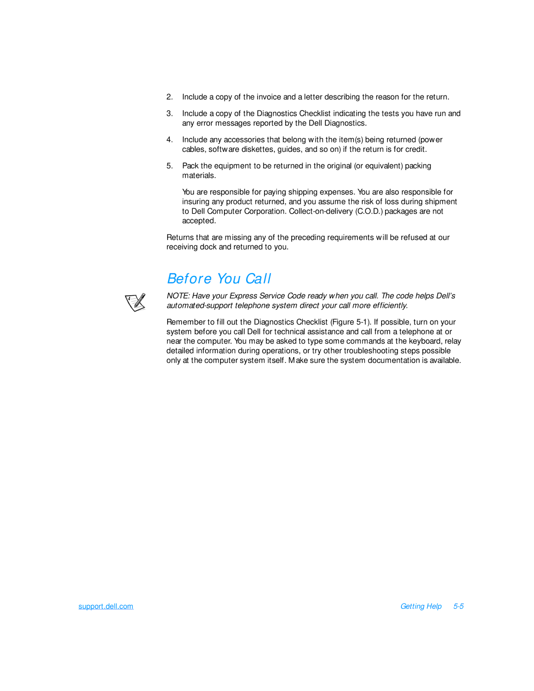 Dell 7500 manual Before You Call 