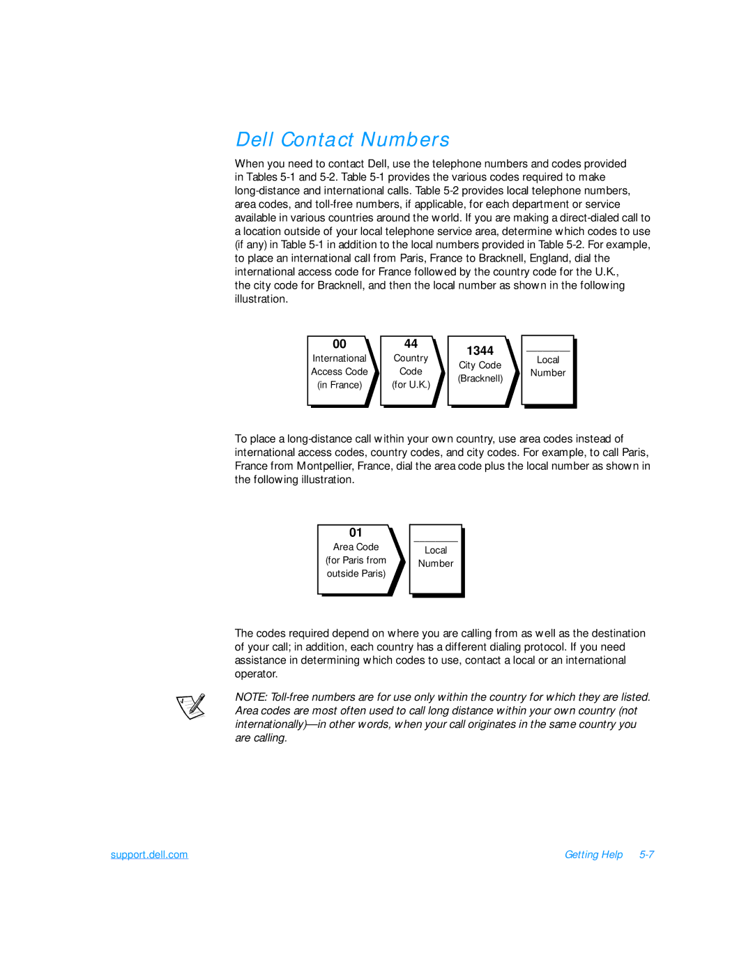 Dell 7500 manual Dell Contact Numbers, 1344 