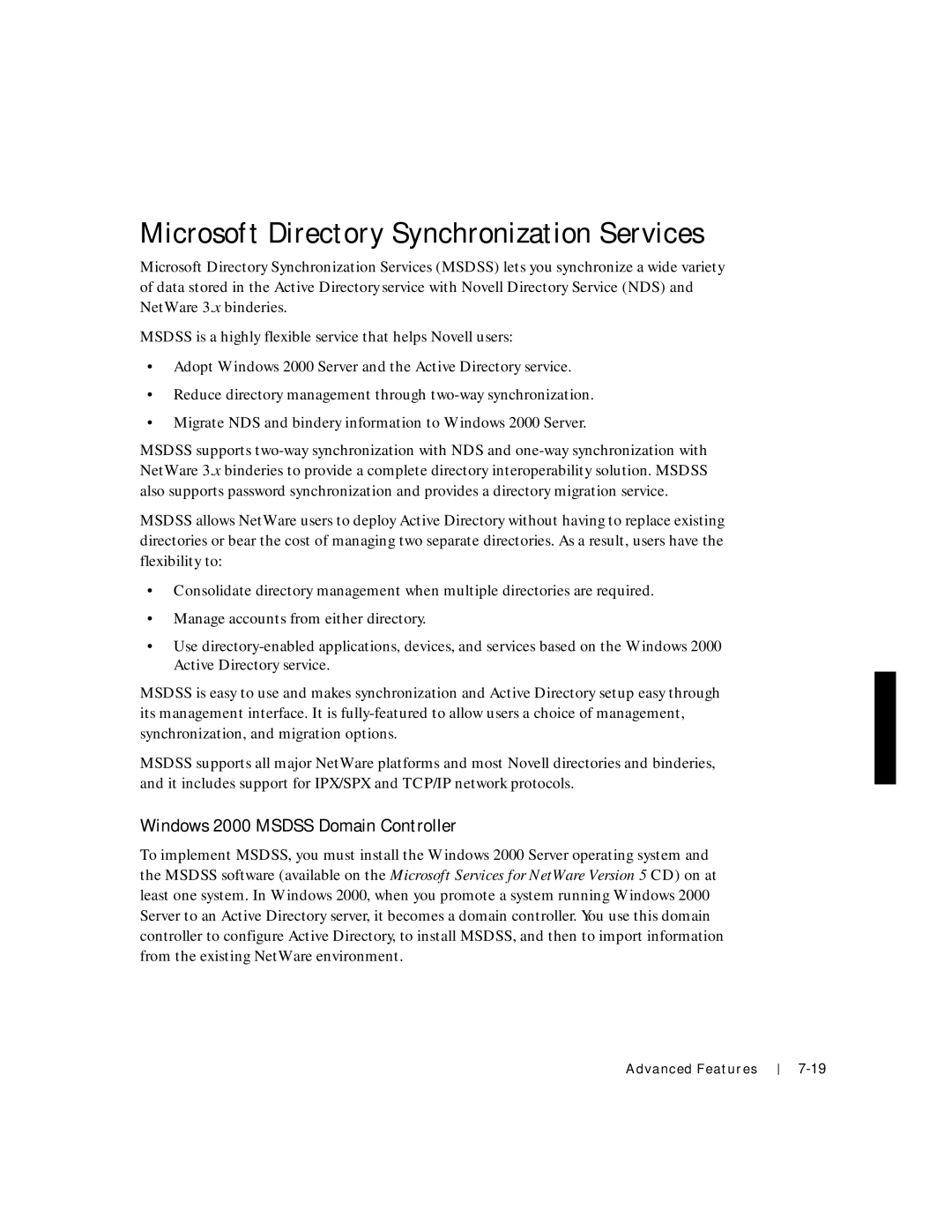 Dell 750N. 755N manual Microsoft Directory Synchronization Services, Windows 2000 Msdss Domain Controller 