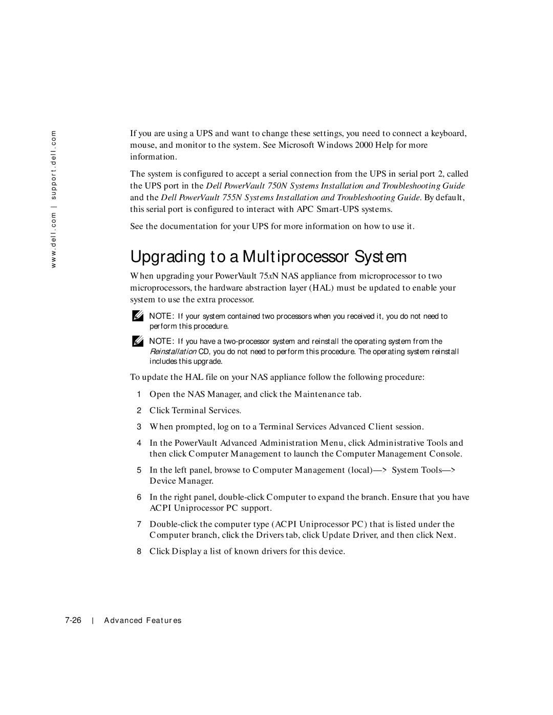 Dell 750N. 755N manual Upgrading to a Multiprocessor System, Click Display a list of known drivers for this device 