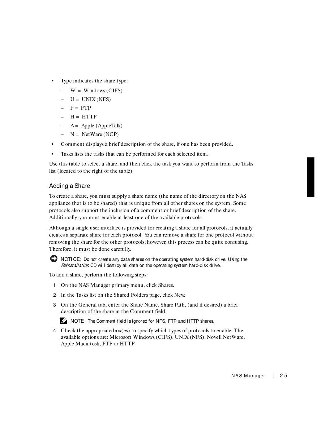 Dell 750N. 755N manual Adding a Share 