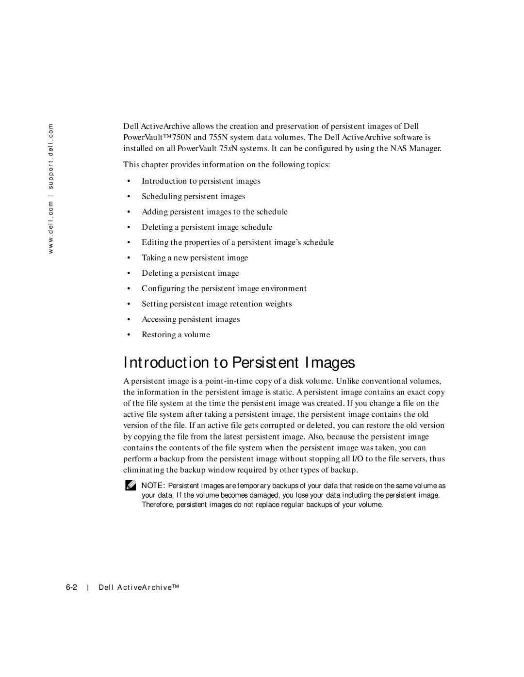 Dell 750N. 755N manual Introduction to Persistent Images 