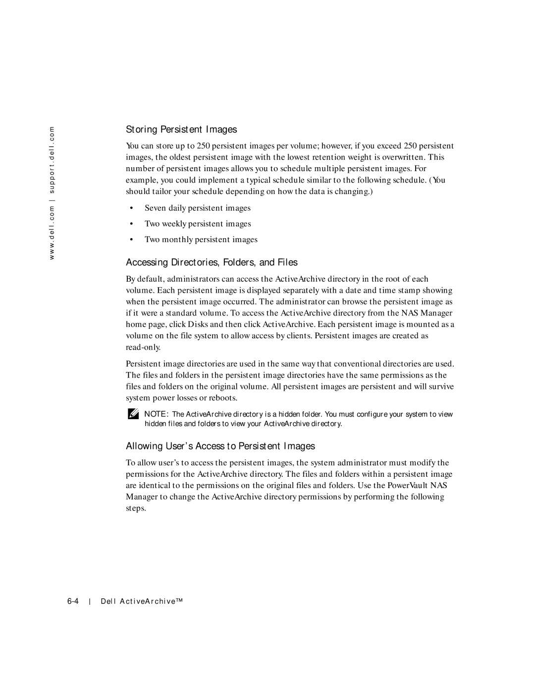 Dell 750N. 755N manual Storing Persistent Images, Accessing Directories, Folders, and Files 