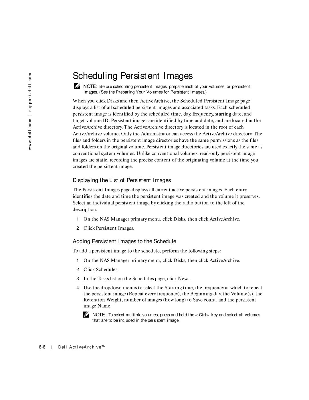 Dell 750N. 755N manual Scheduling Persistent Images, Displaying the List of Persistent Images, Click Persistent Images 
