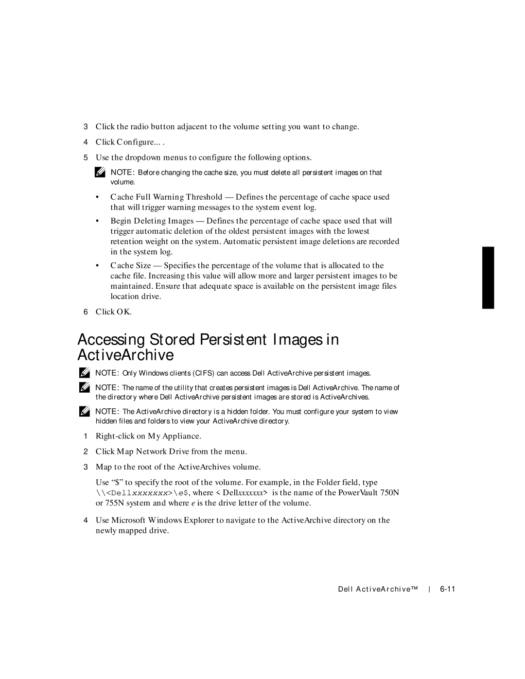 Dell 750N. 755N manual Accessing Stored Persistent Images in ActiveArchive, Click Configure 