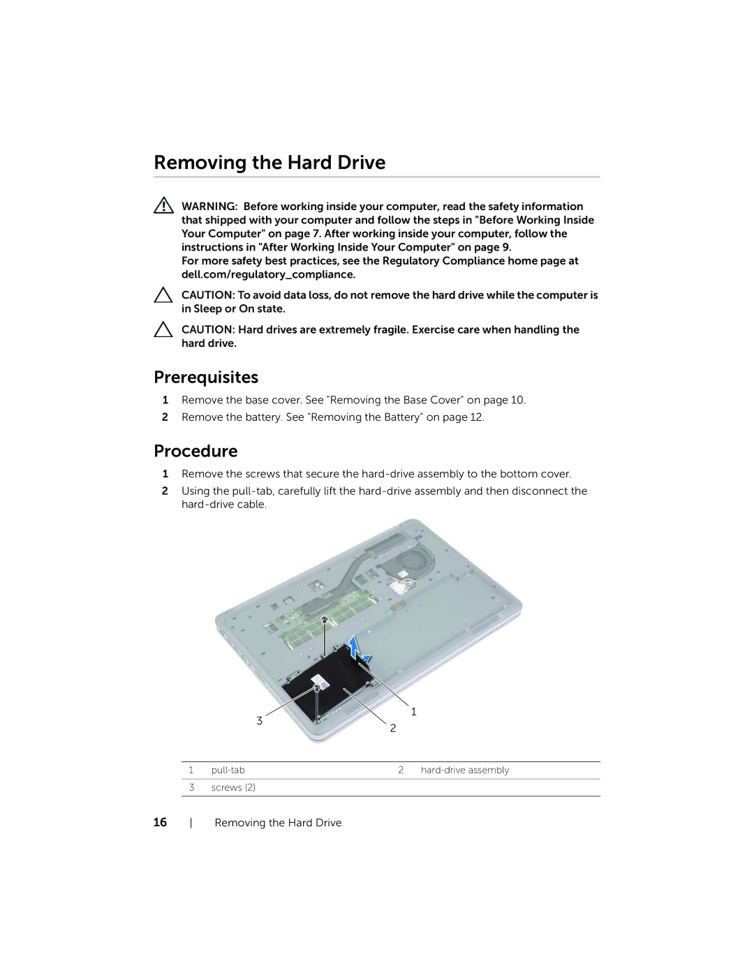 Dell 7537, P36F owner manual Removing the Hard Drive 