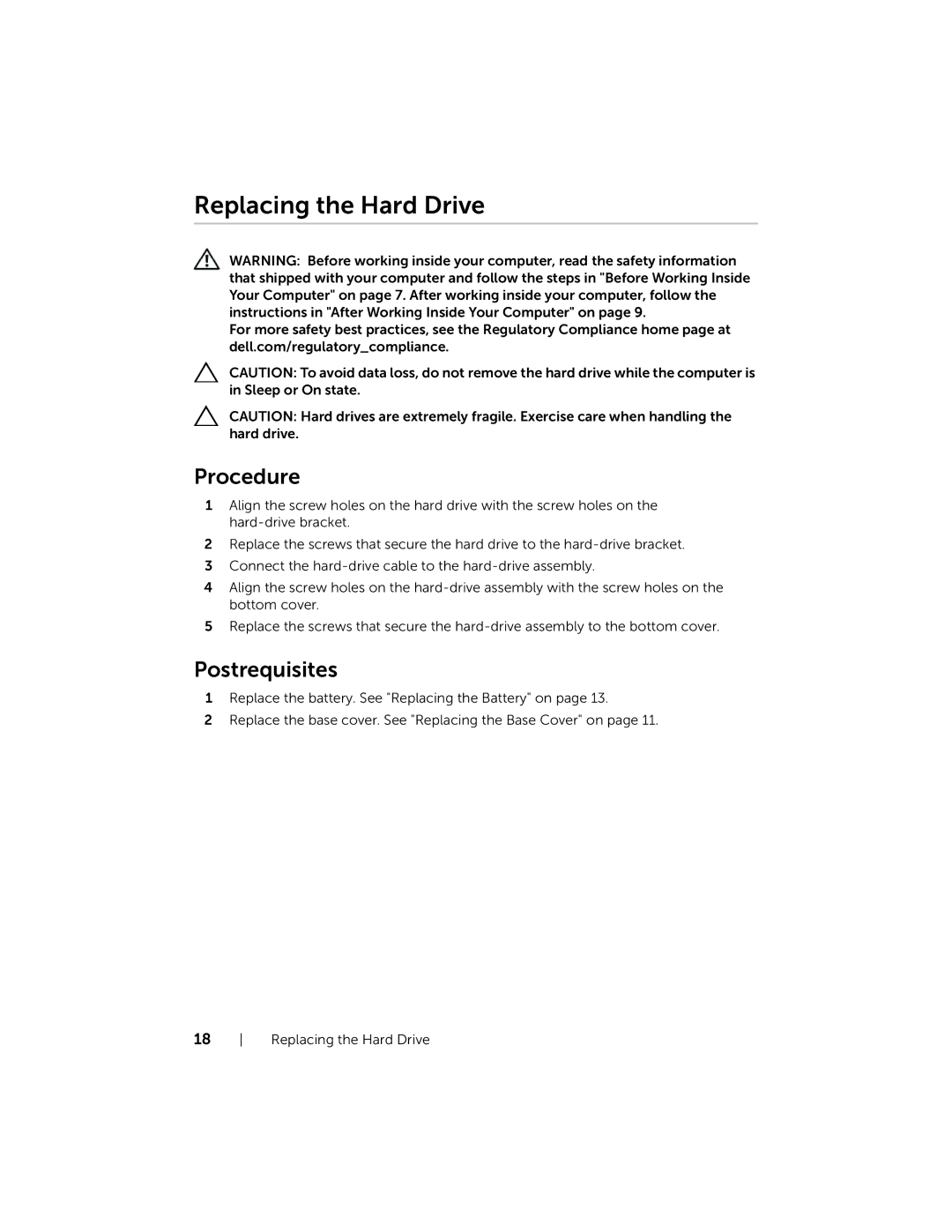 Dell 7537, P36F owner manual Replacing the Hard Drive 