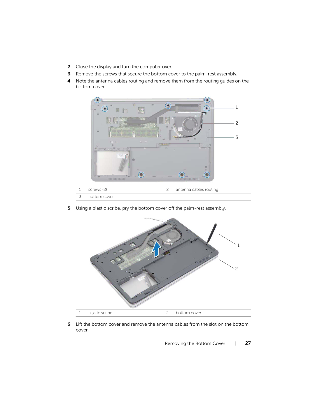 Dell P36F, 7537 owner manual Bottom cover 