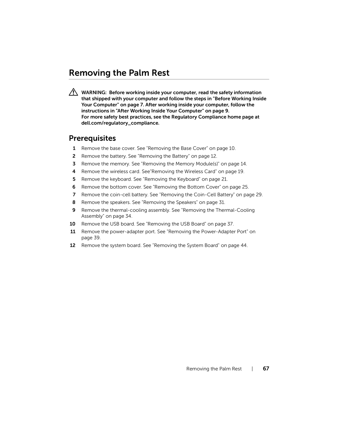 Dell P36F, 7537 owner manual Removing the Palm Rest 