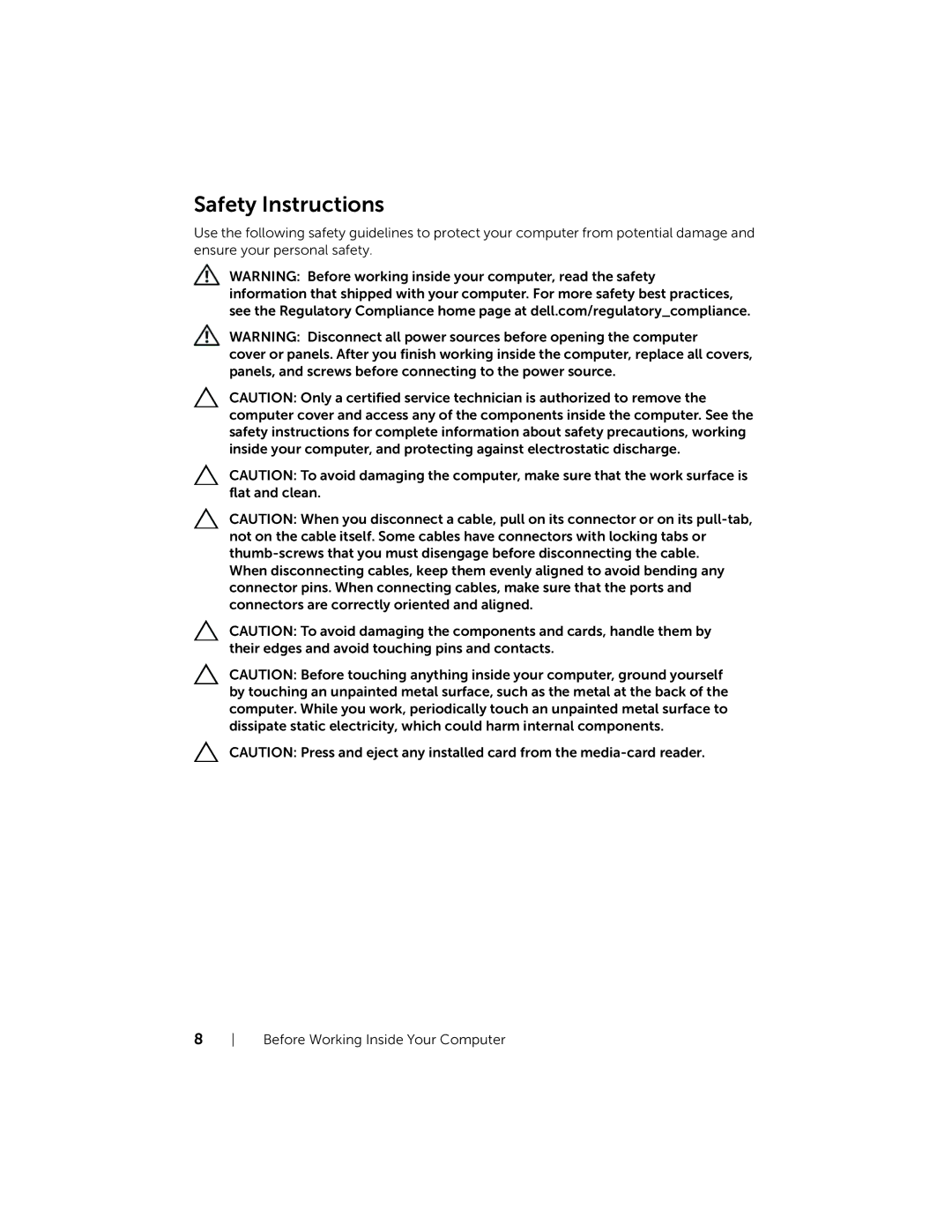 Dell 7537, P36F owner manual Safety Instructions 