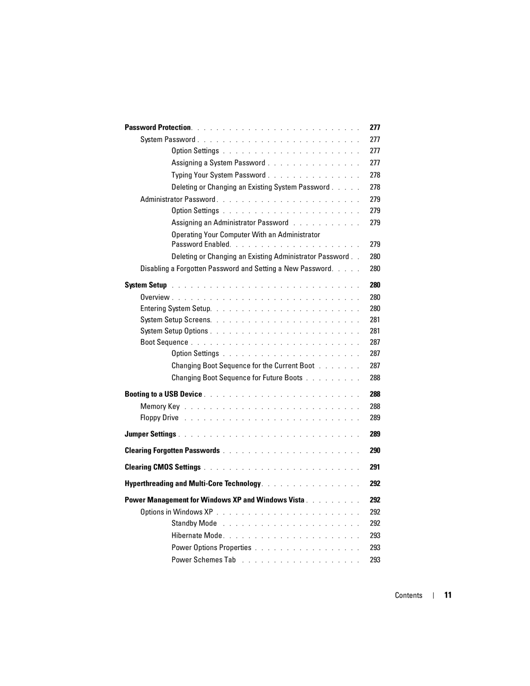 Dell 755 manual 277, Deleting or Changing an Existing System Password 278, 279, 281, 287, 289, 290, 291, 293 