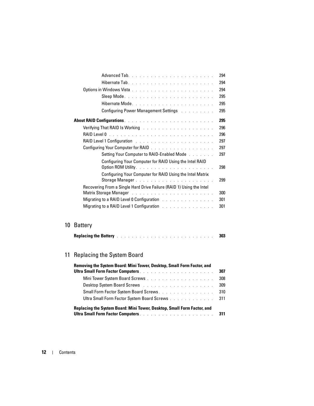 Dell 755 manual 294, Configuring Power Management Settings 295, 296, 297, 298, 299, 300, 303, 307, 308, 309 