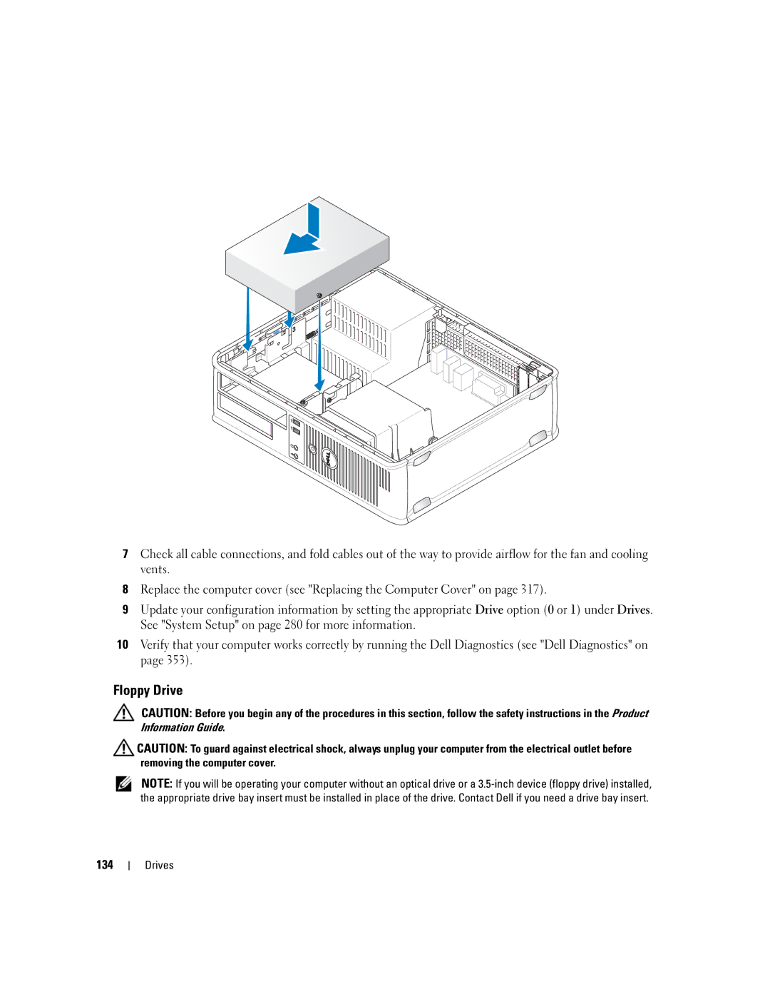 Dell 755 manual Floppy Drive, 134 