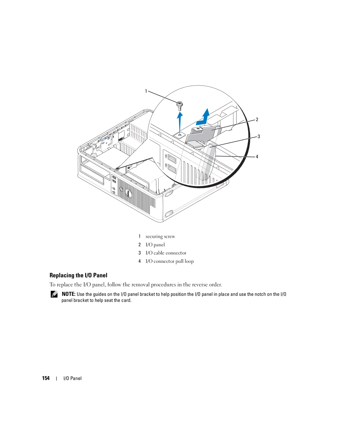 Dell 755 manual Replacing the I/O Panel 