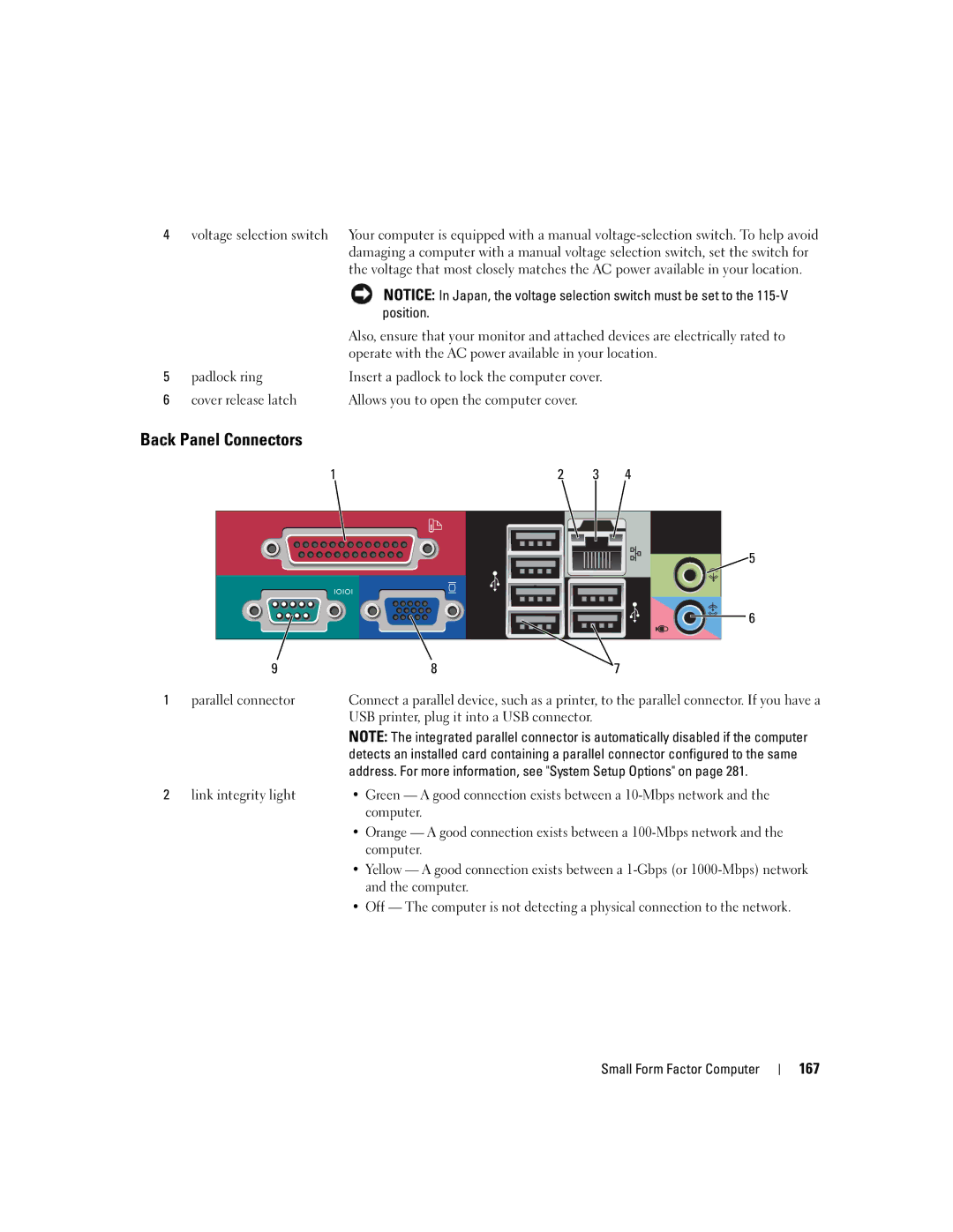 Dell 755 manual 167, Position 