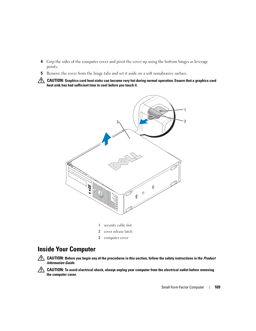 Dell 755 manual Inside Your Computer, 169 