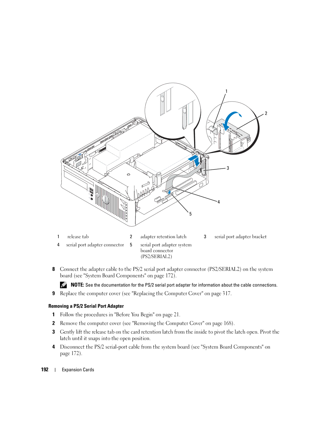 Dell 755 manual PS2/SERIAL2 