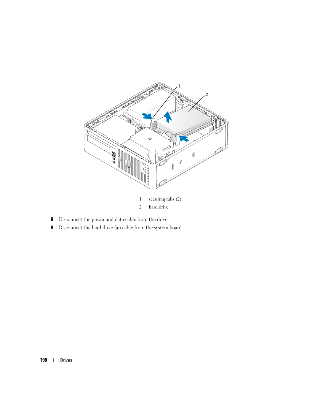 Dell 755 manual Securing tabs Hard drive 