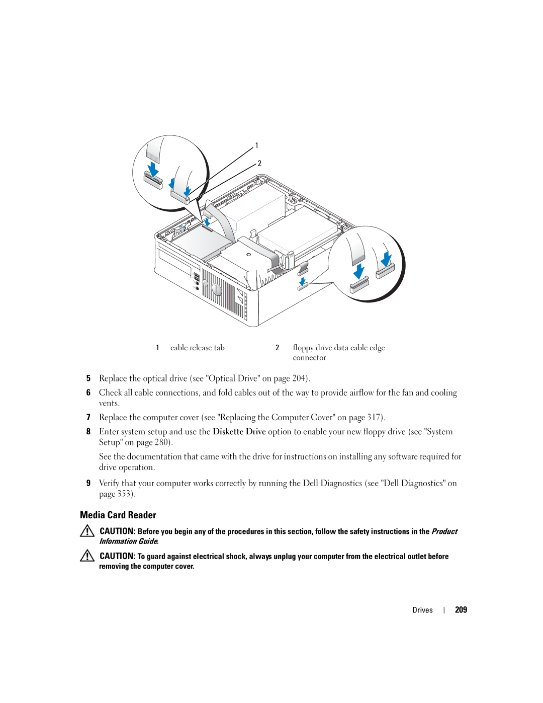 Dell 755 manual Media Card Reader, 209 