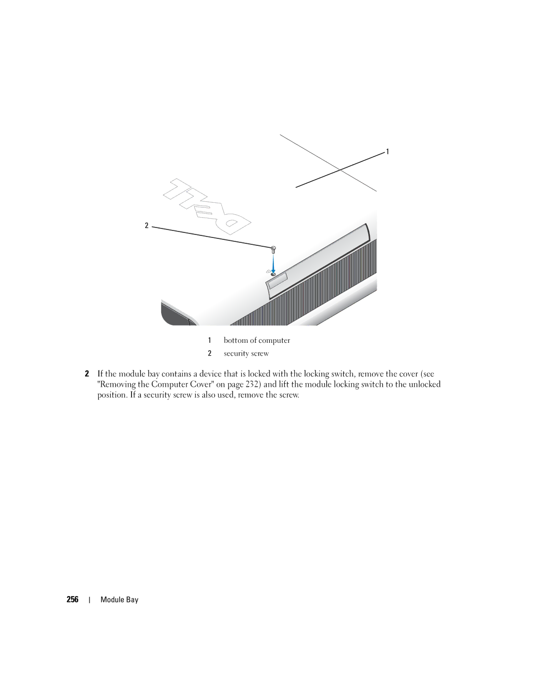 Dell 755 manual Bottom of computer Security screw 