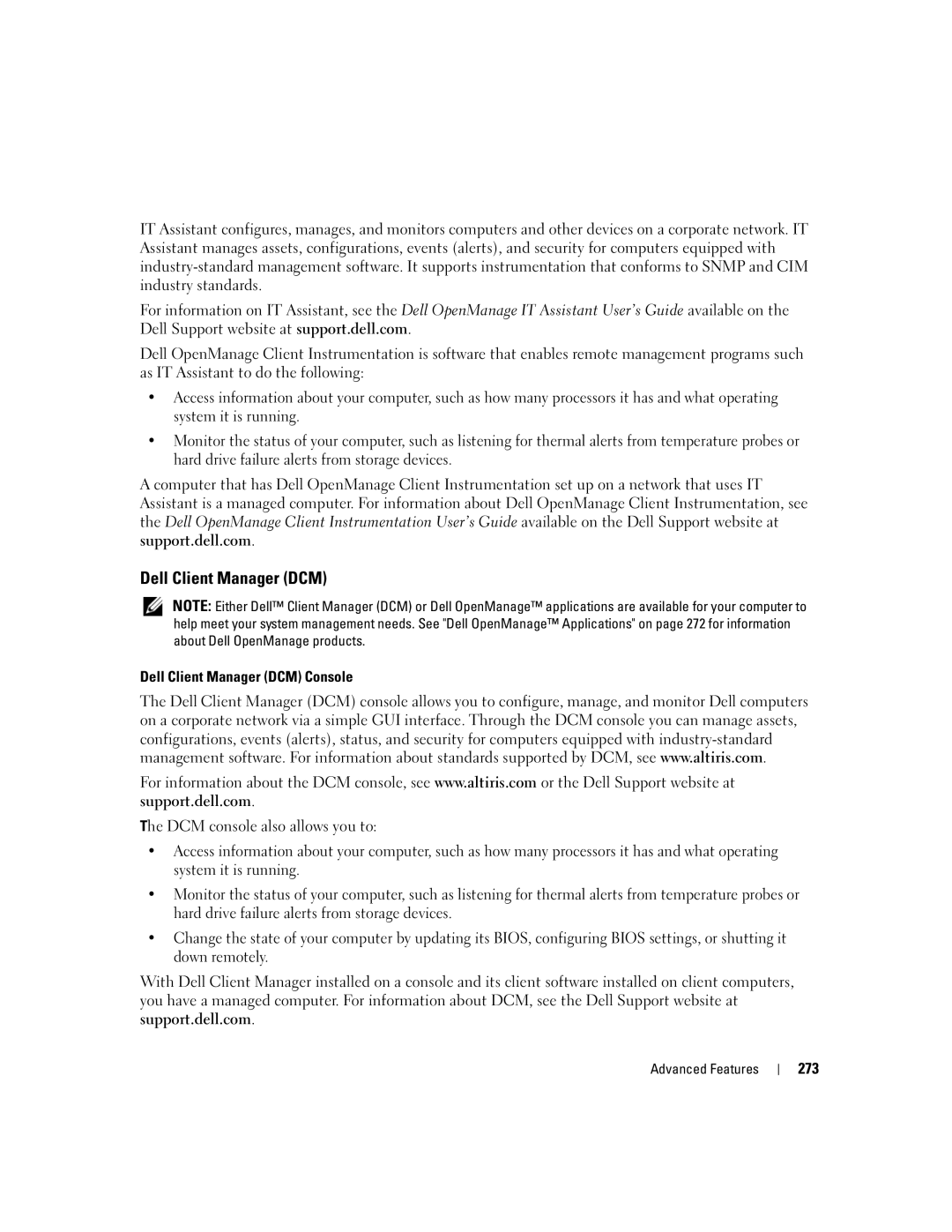 Dell 755 manual Dell Client Manager DCM, 273 