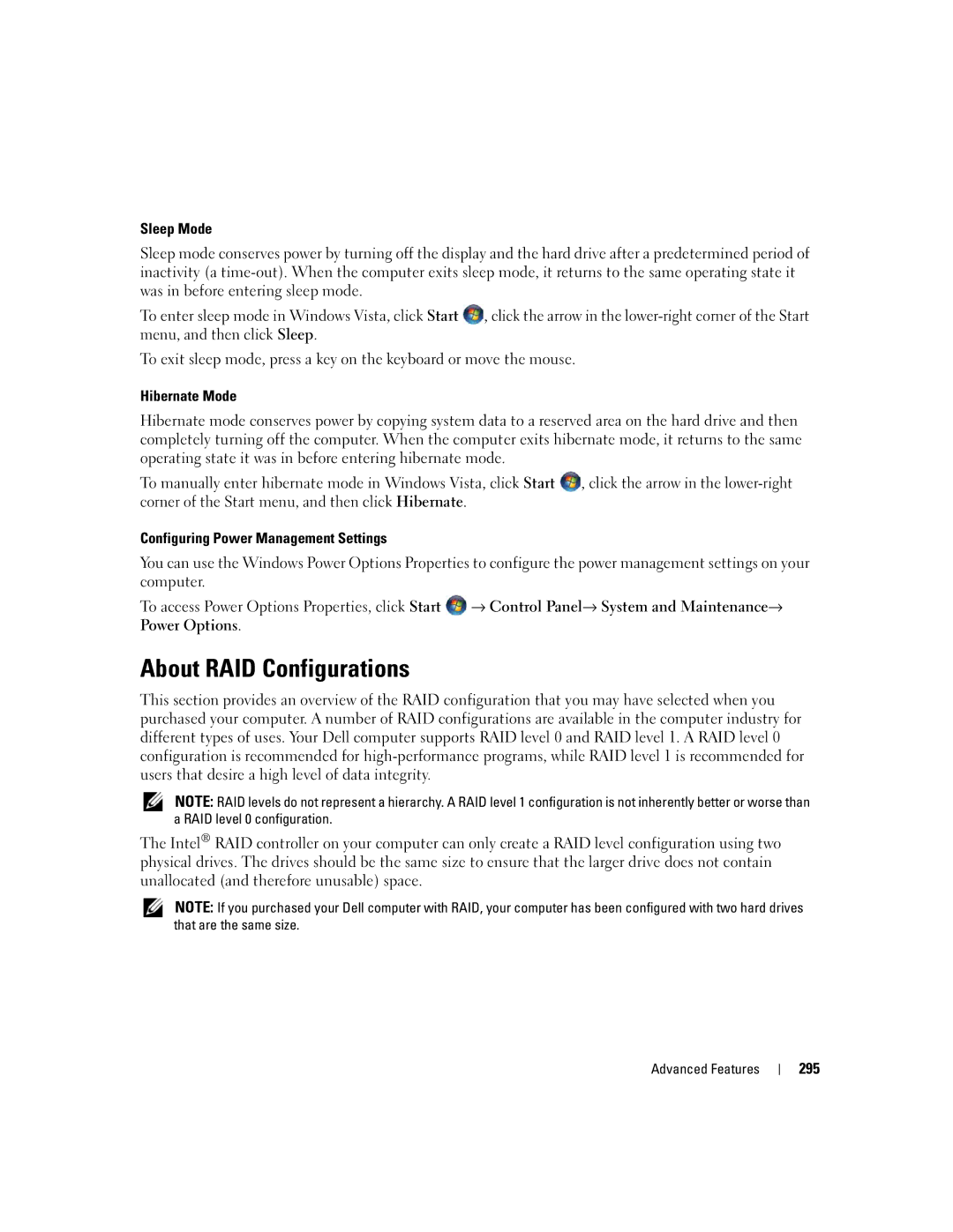 Dell 755 manual About RAID Configurations, 295 