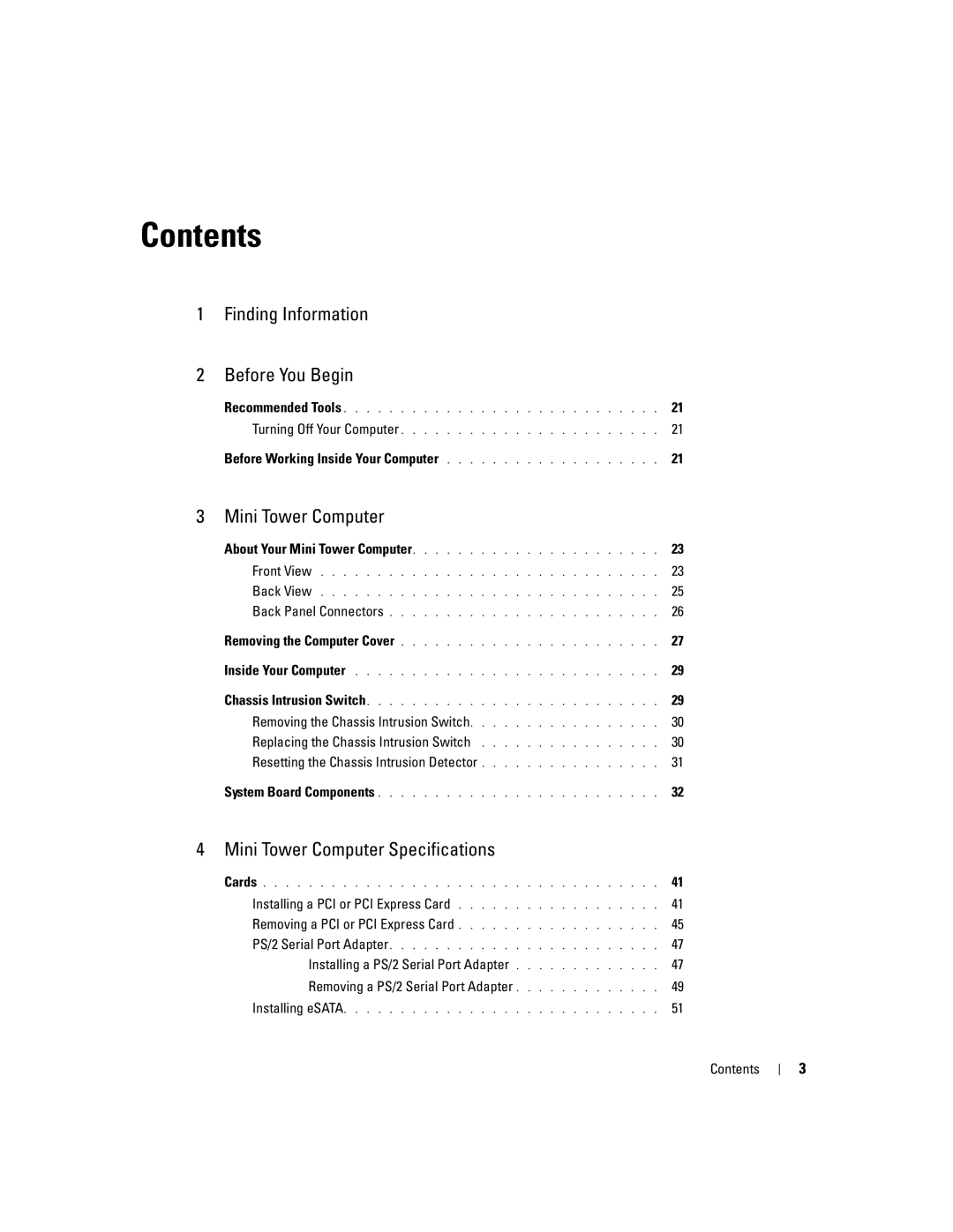 Dell 755 manual Contents 