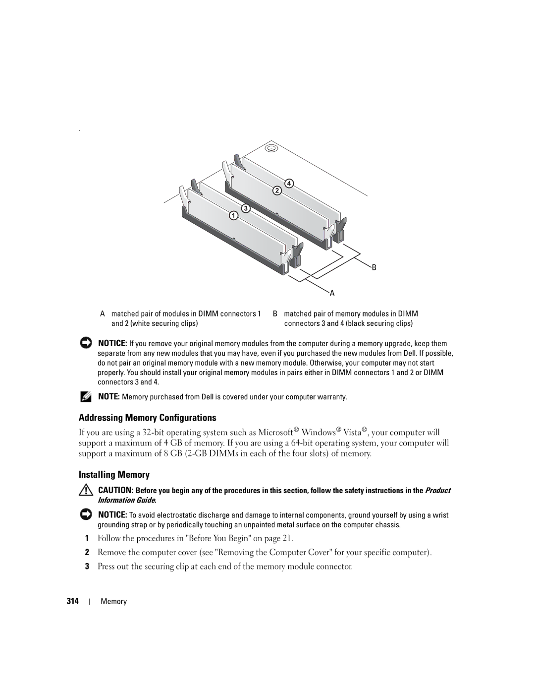 Dell 755 manual Addressing Memory Configurations, Installing Memory 