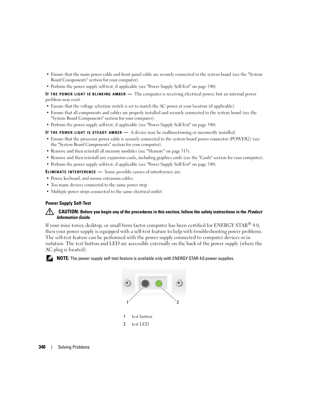 Dell 755 manual Power Supply Self-Test, 340 