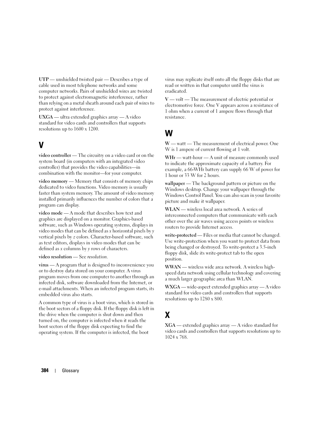 Dell 755 manual 384, Video resolution See resolution 