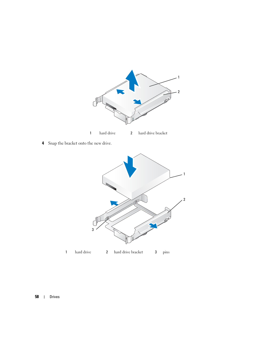 Dell 755 manual Snap the bracket onto the new drive 