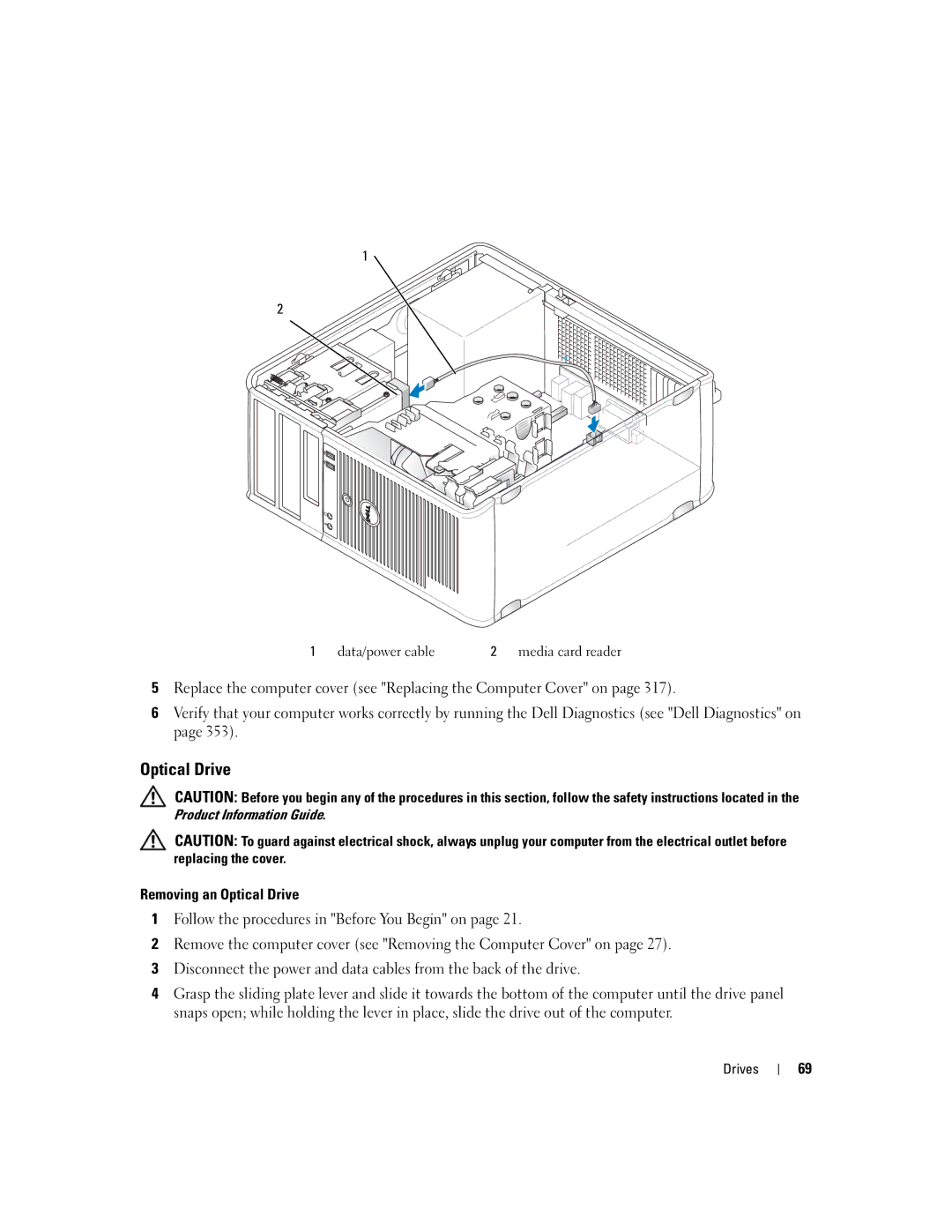 Dell 755 manual Optical Drive 