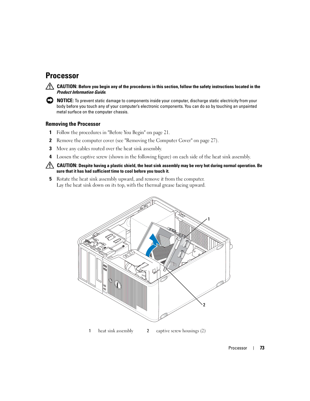 Dell 755 manual Removing the Processor 