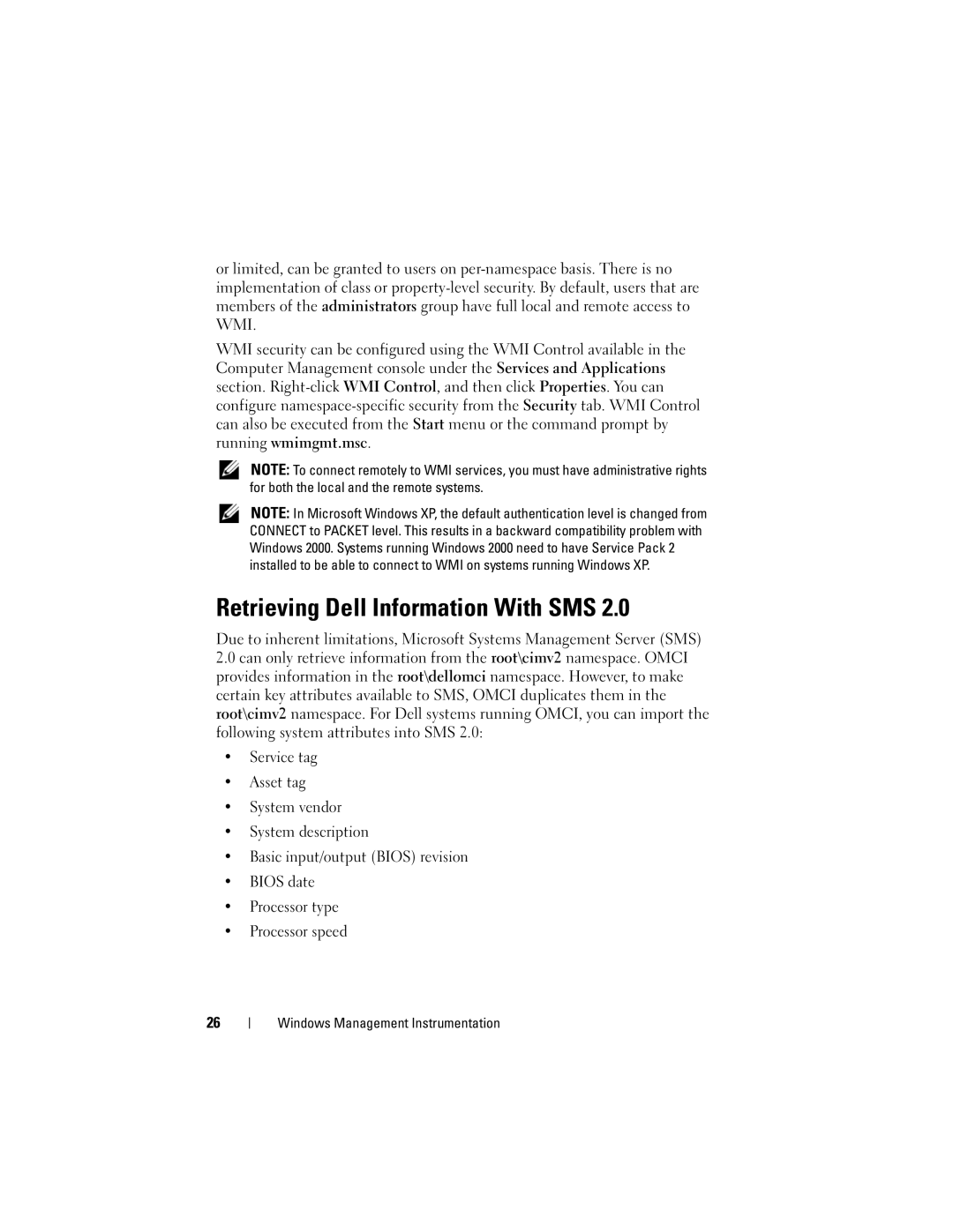 Dell 7.6 manual Retrieving Dell Information With SMS 