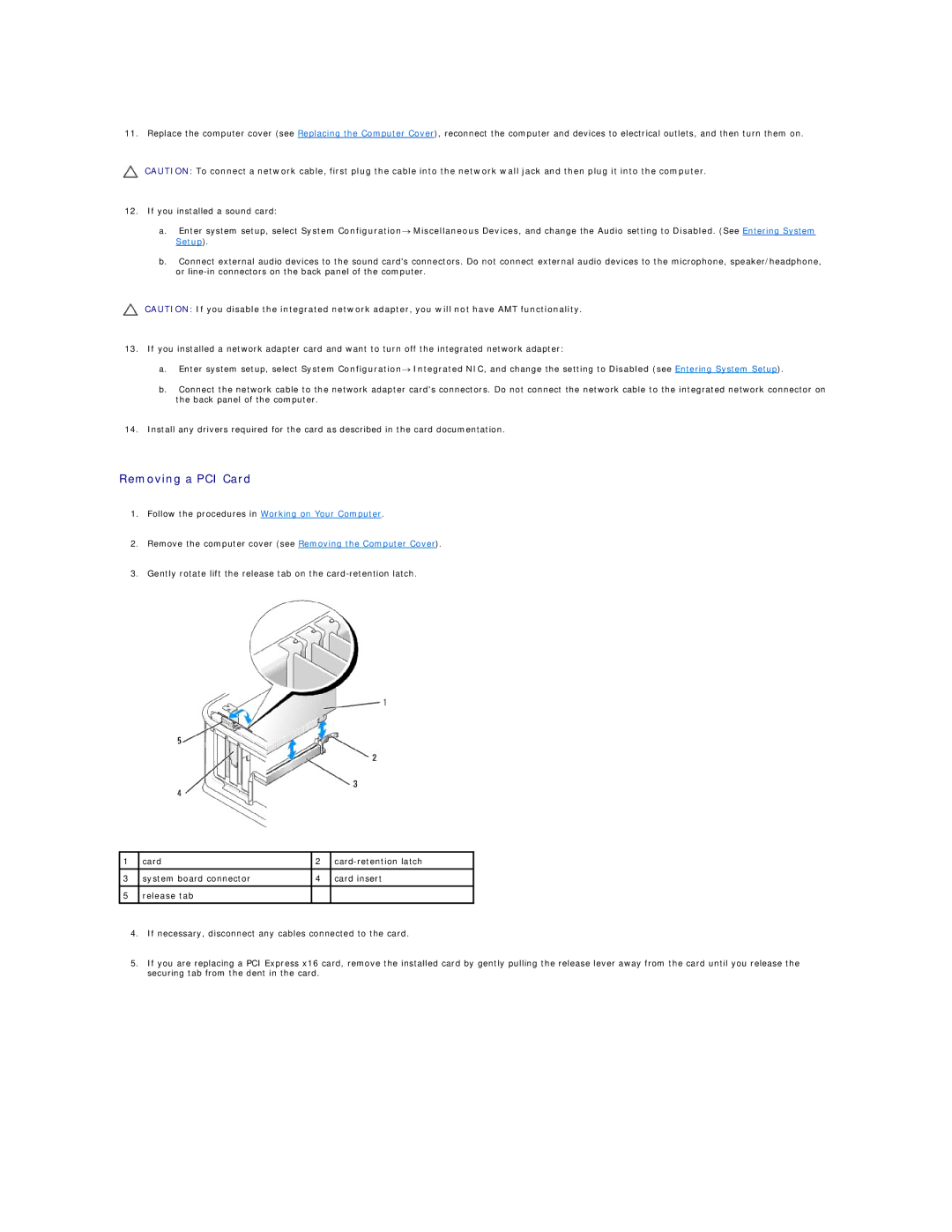 Dell 760 manual Removing a PCI Card 