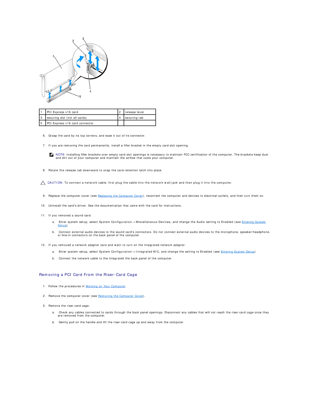 Dell 760 manual Removing a PCI Card From the Riser-Card Cage 