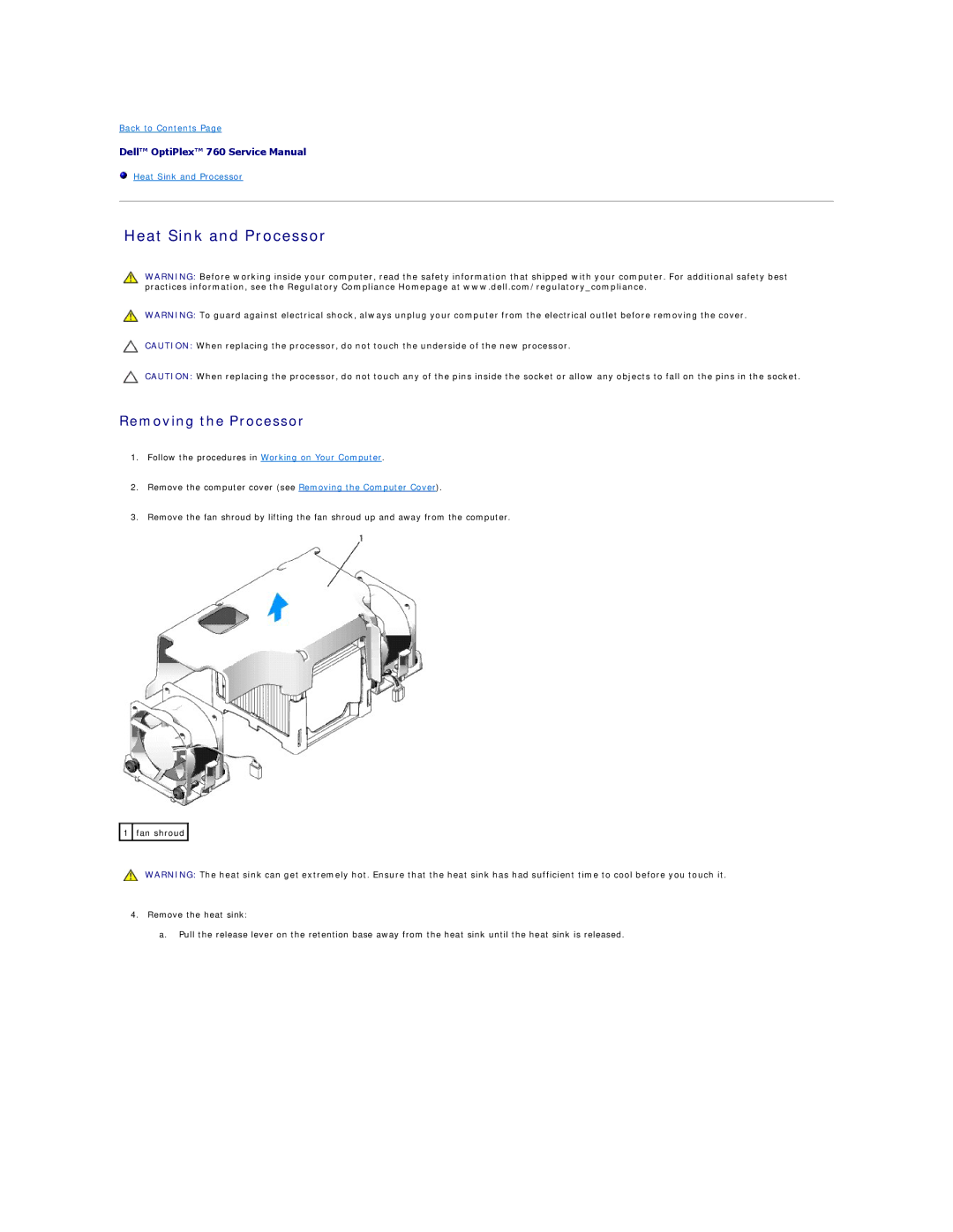 Dell 760 manual Heat Sink and Processor 