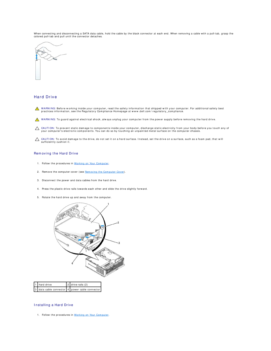 Dell 760 manual Removing the Hard Drive 