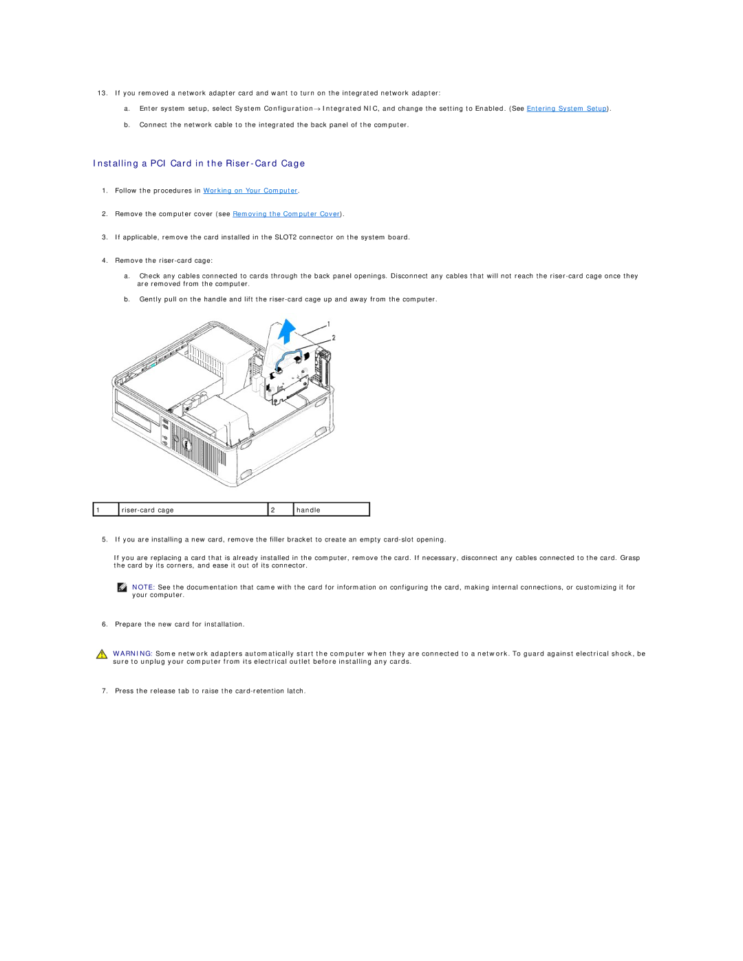 Dell 760 manual Installing a PCI Card in the Riser-Card Cage 