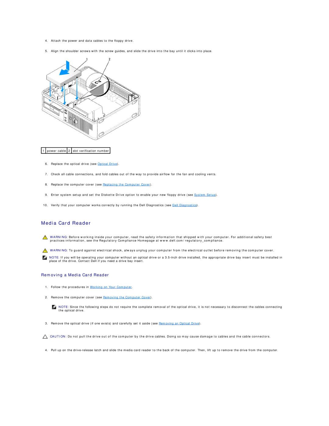 Dell 760 manual Removing a Media Card Reader 