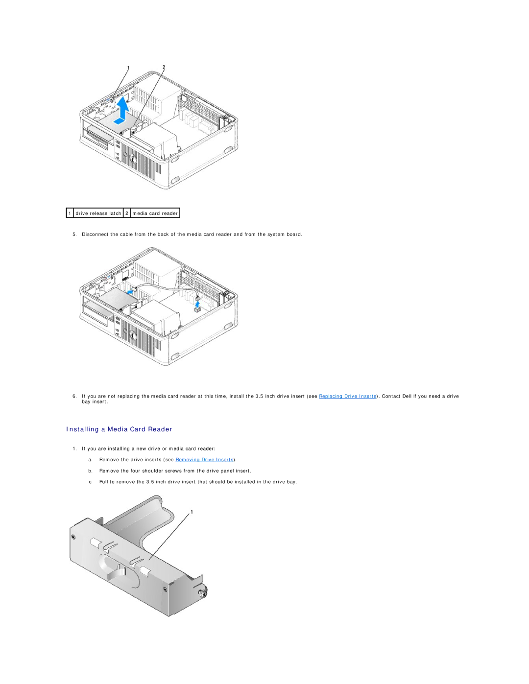 Dell 760 manual Installing a Media Card Reader 