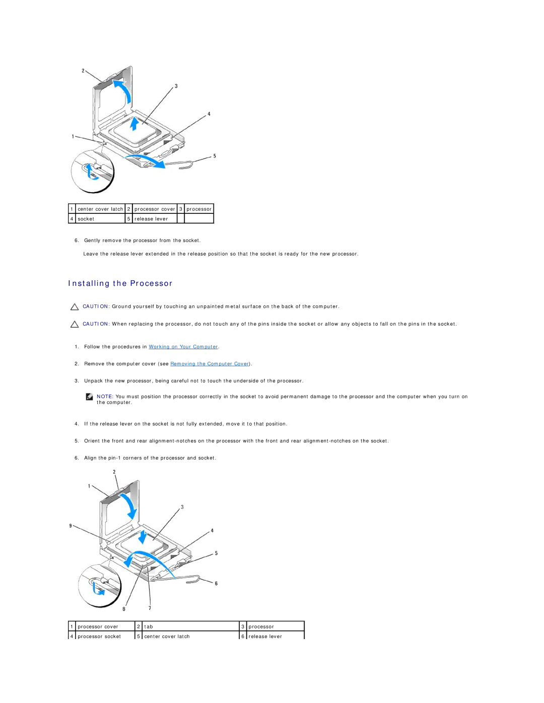 Dell 760 manual Installing the Processor 