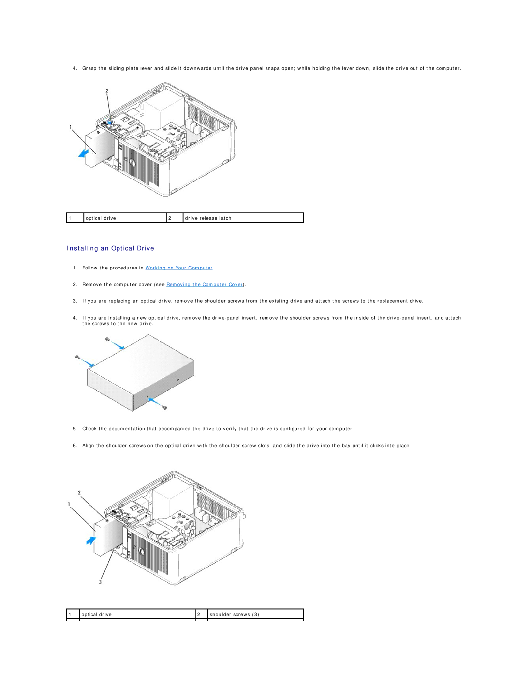 Dell 760 manual Installing an Optical Drive 