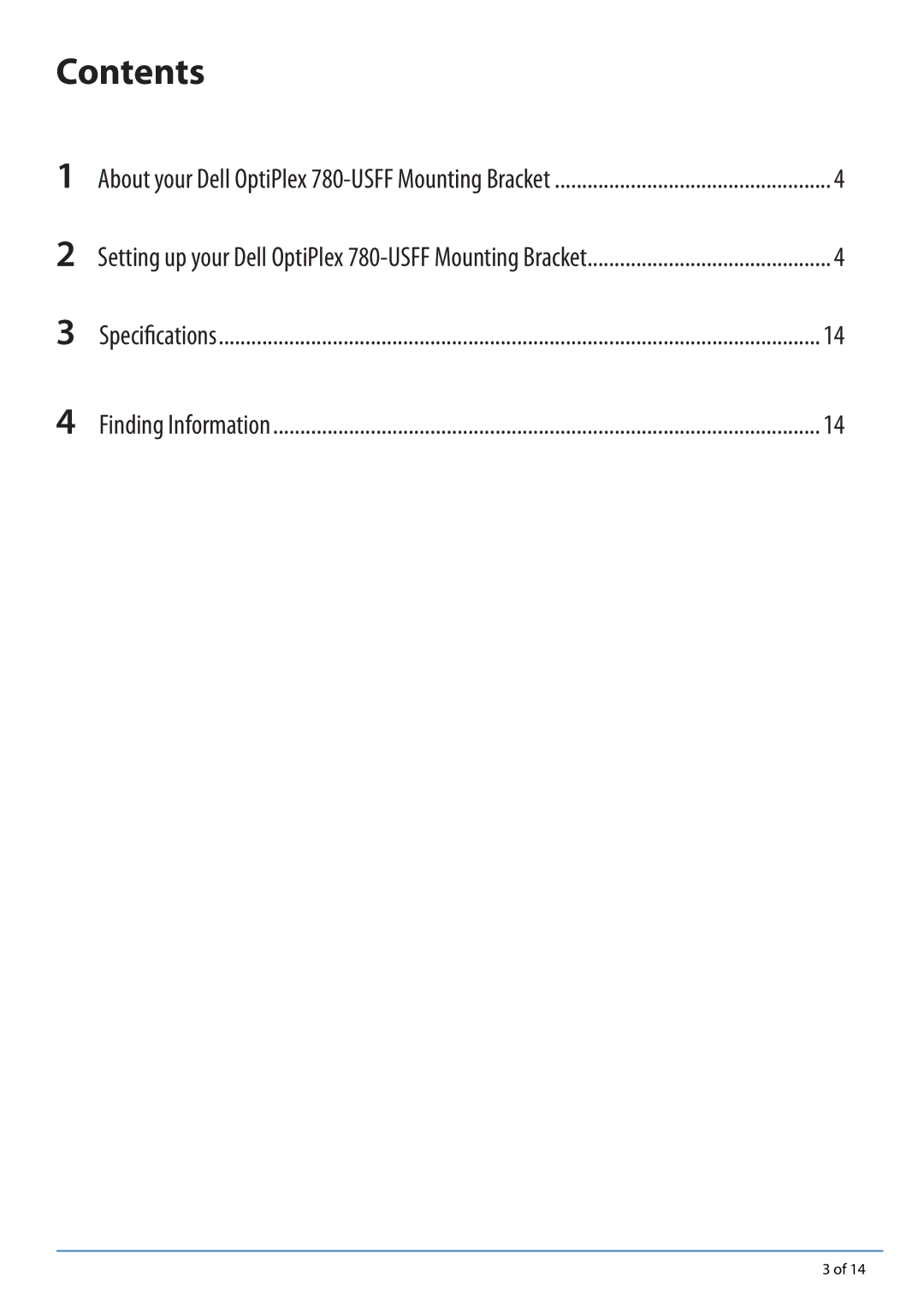 Dell 780-USFF manual Contents 